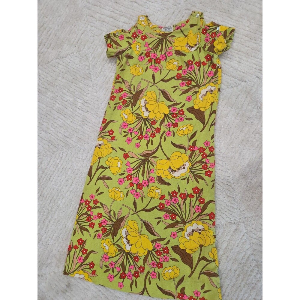 Vintage ALOHA AUTHENTIC HAWAIIAN ORIGINALS FLORAL MIDI DRESS 100% COTTON LRG B20